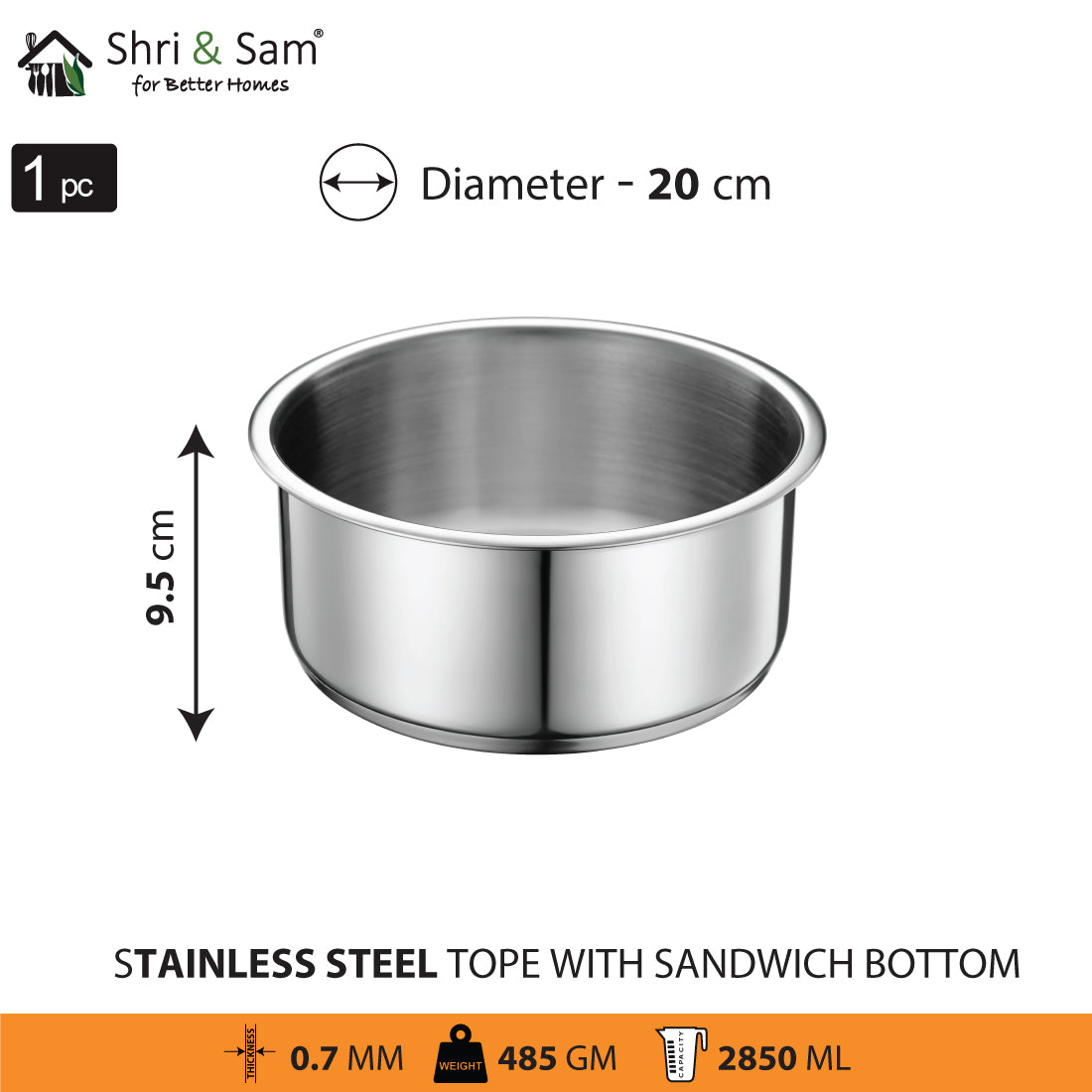 Stainless Steel Patila with Sandwich Bottom