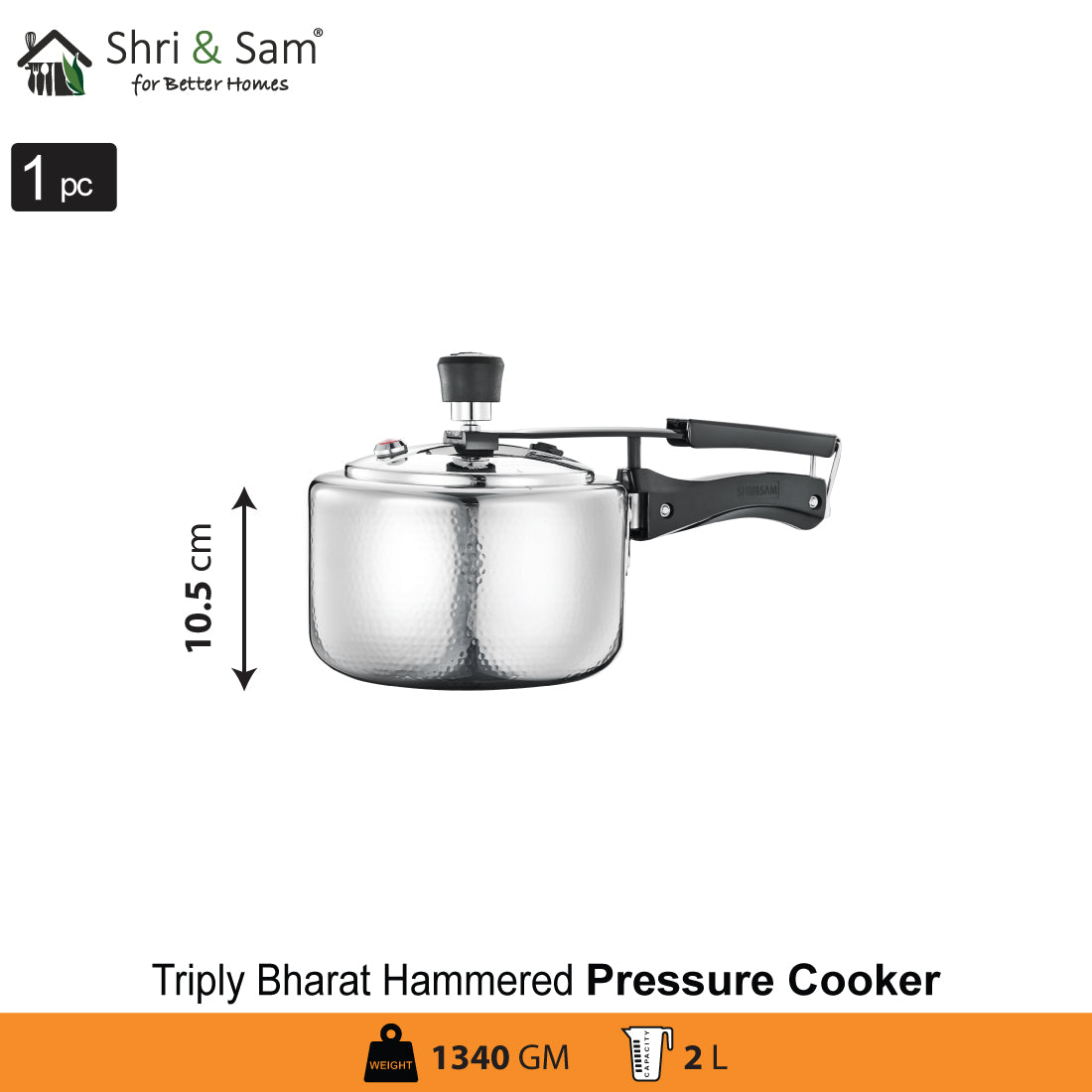 Stainless Steel Triply Bharat Hammered Pressure Cooker