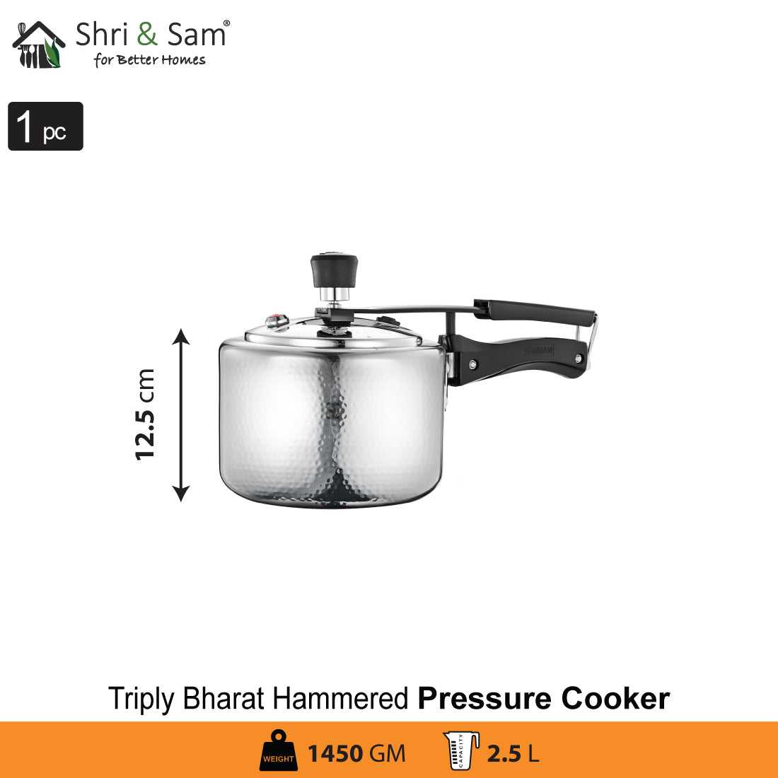 Stainless Steel Triply Bharat Hammered Pressure Cooker