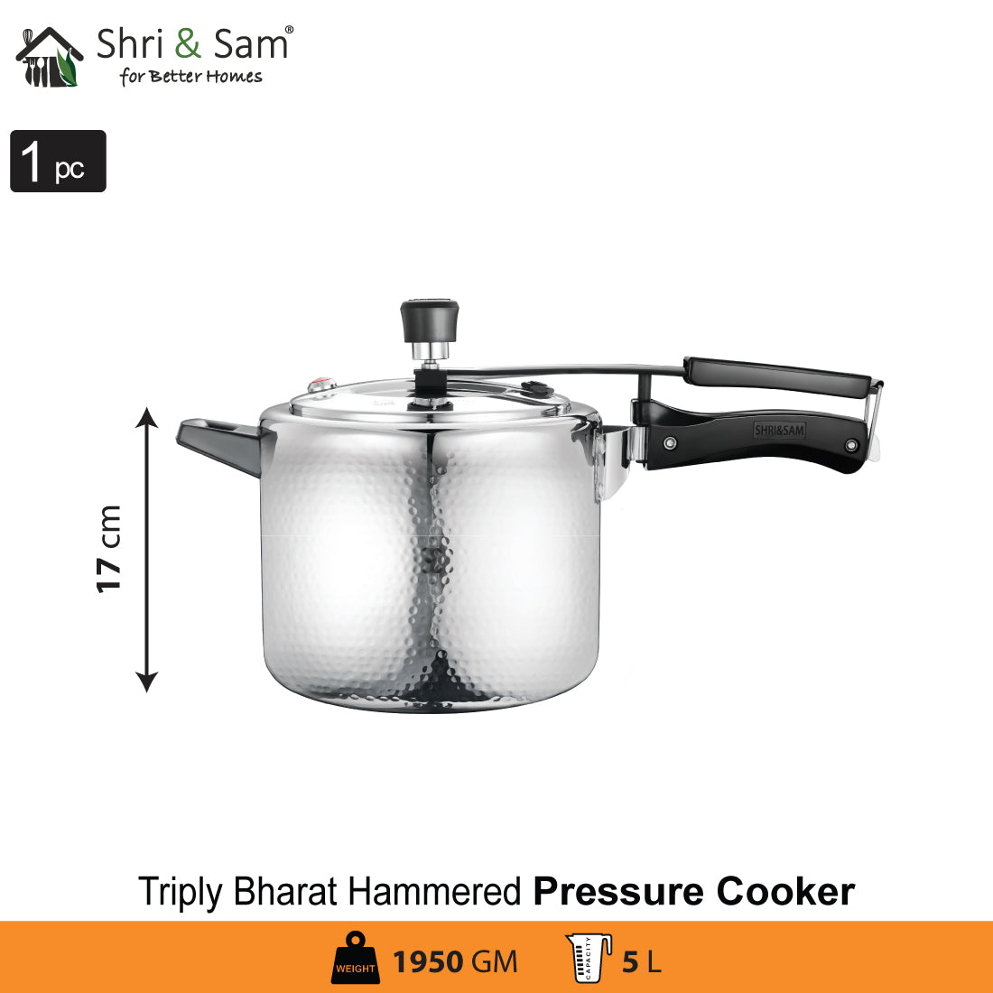 Stainless Steel Triply Bharat Hammered Pressure Cooker