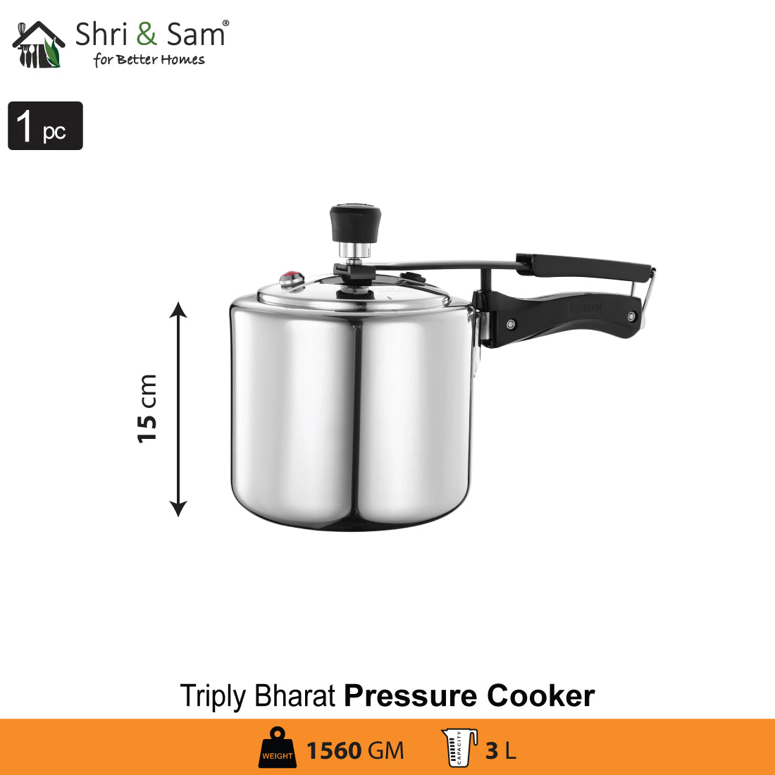 Stainless Steel Triply Bharat Pressure Cooker