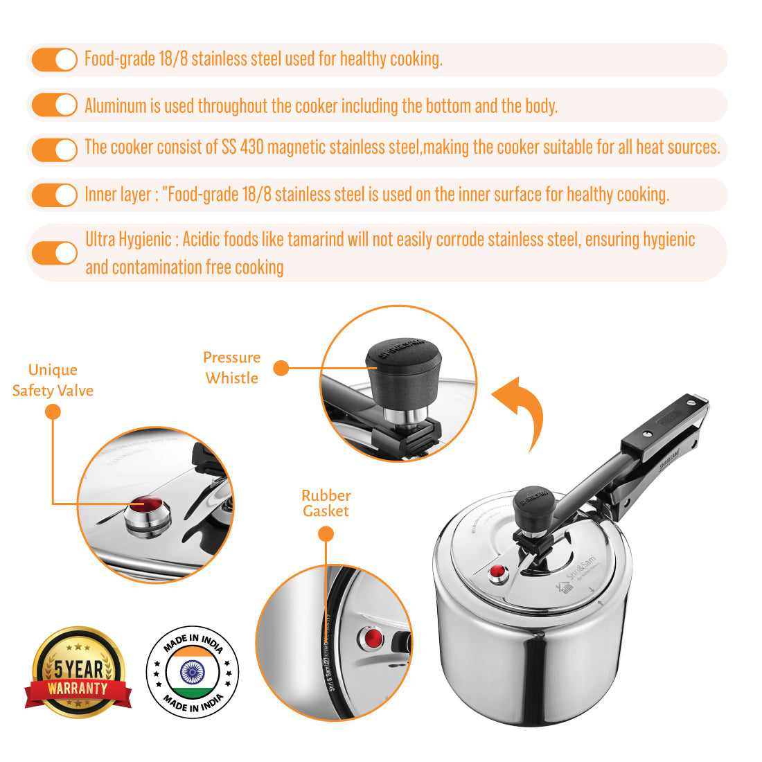 Stainless Steel Triply Bharat Pressure Cooker