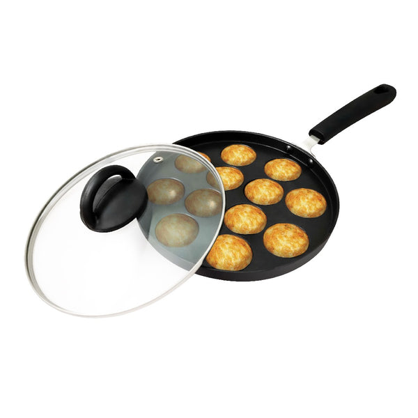 Aluminium Non-Stick Appam Maker with Glass Lid