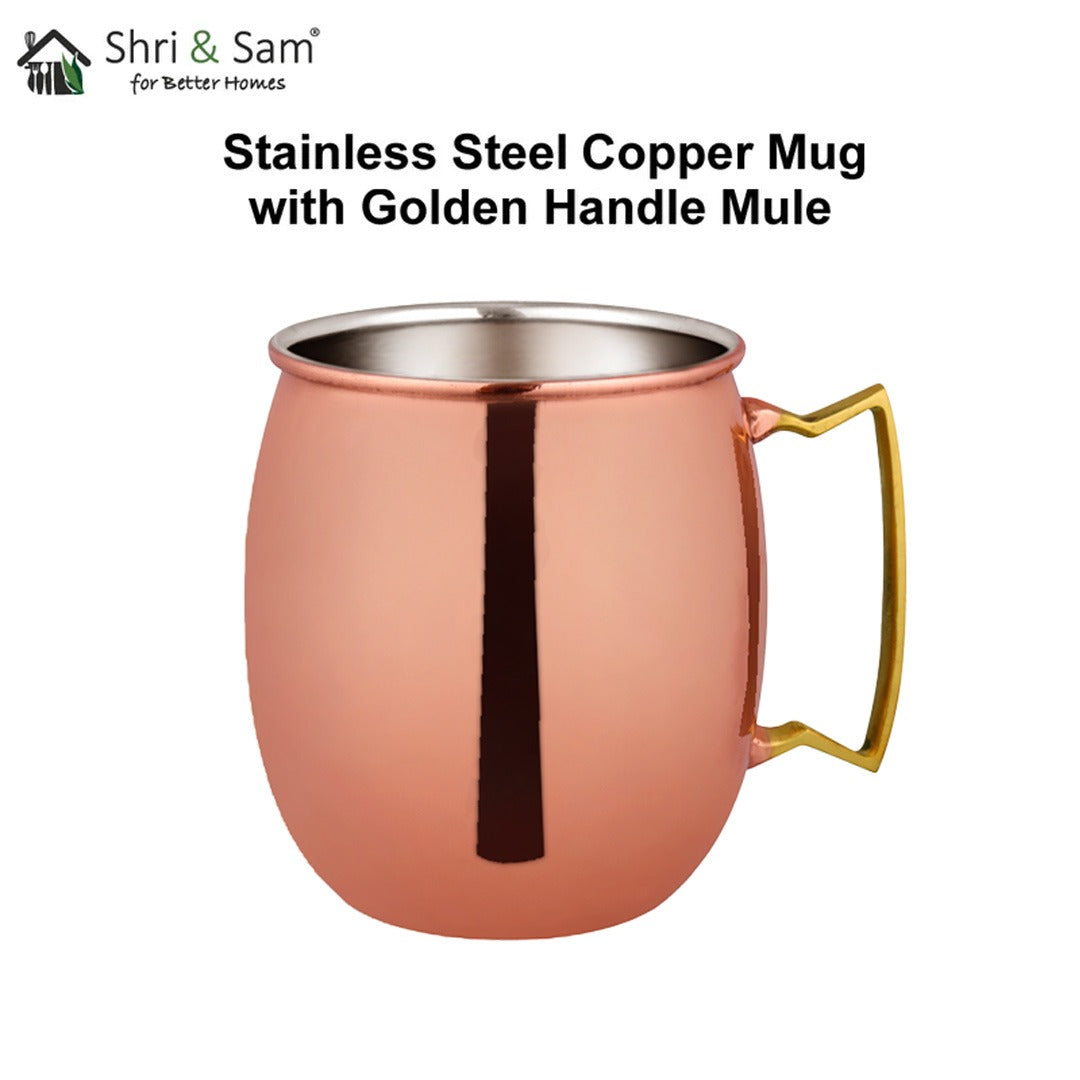 Stainless Steel Copper Mug with Golden Handle Mule