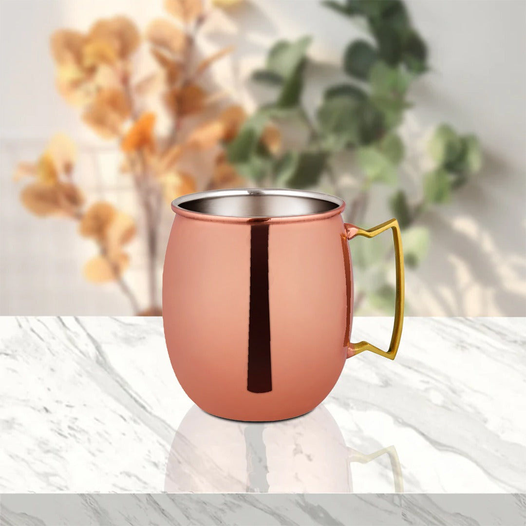 Stainless Steel Copper Mug with Golden Handle Mule