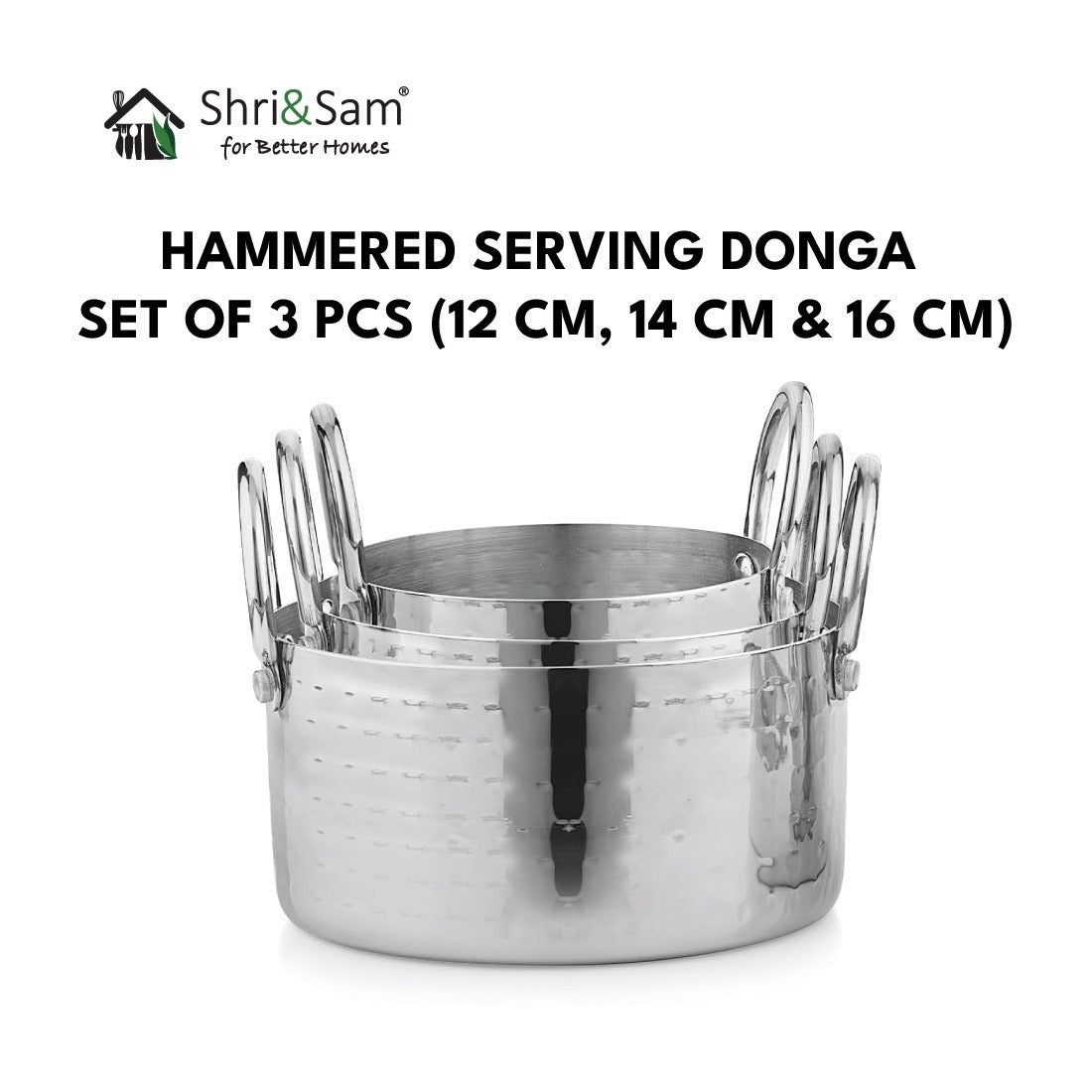 Stainless Steel Hammered Serving Set of 3 pcs