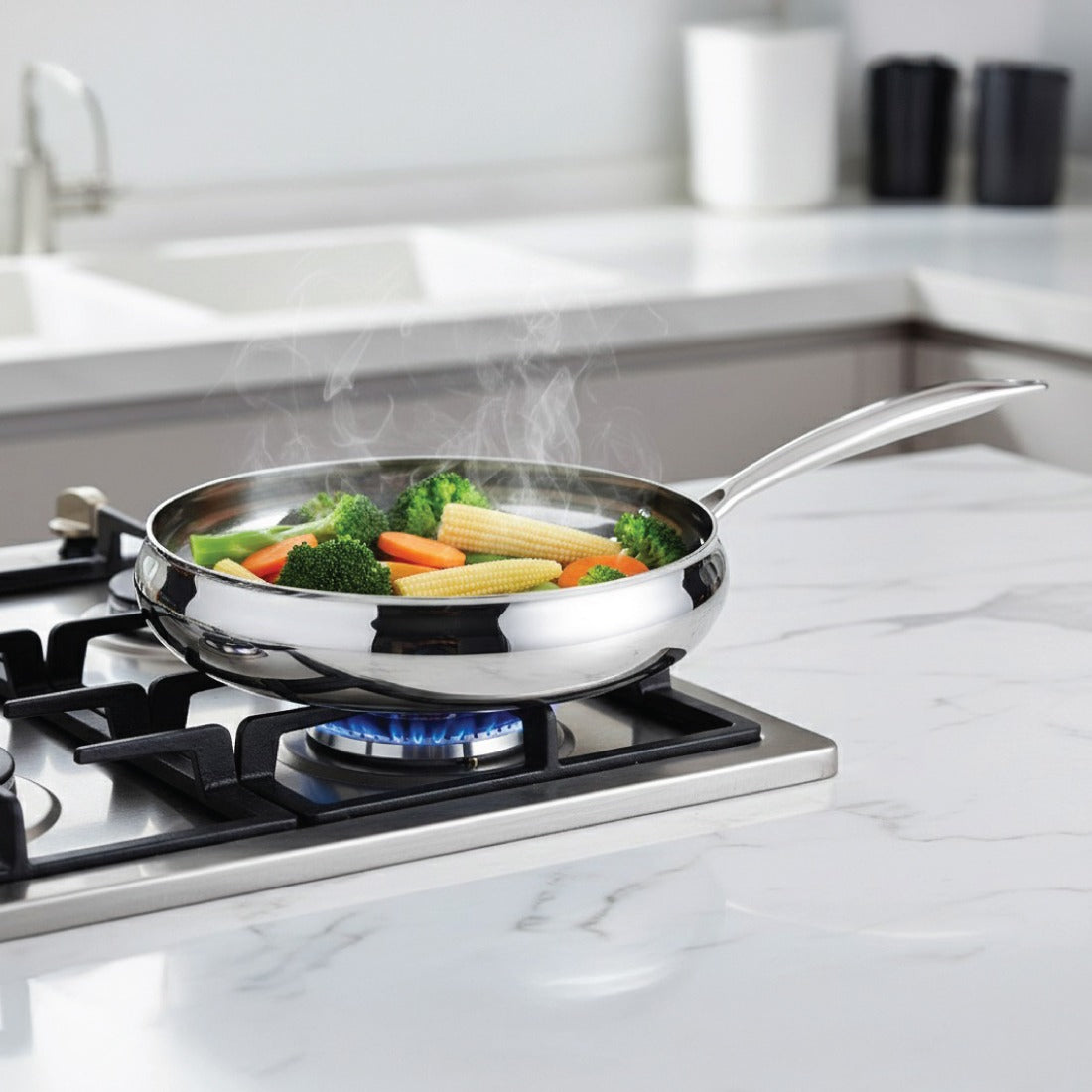 Stainless Steel Triply Bharat Tossing Fry Pan