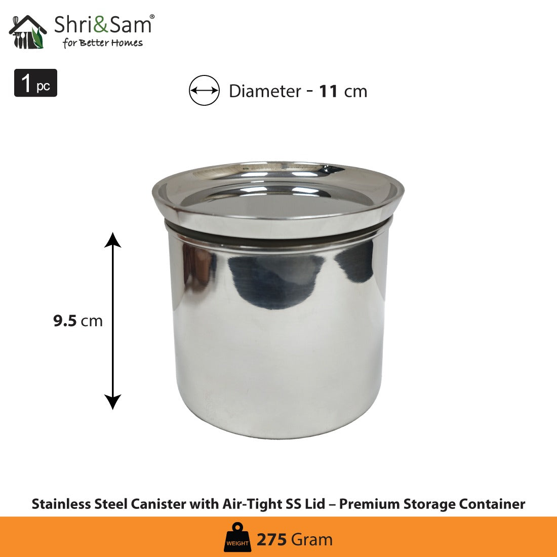 Stainless Steel Canister with Air-Tight SS Lid – Premium Storage Container
