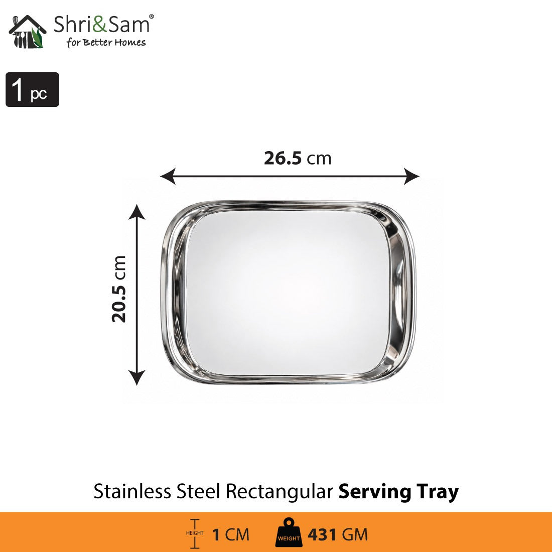 Stainless Steel Rectangular Serving Tray – Classic Edge Design