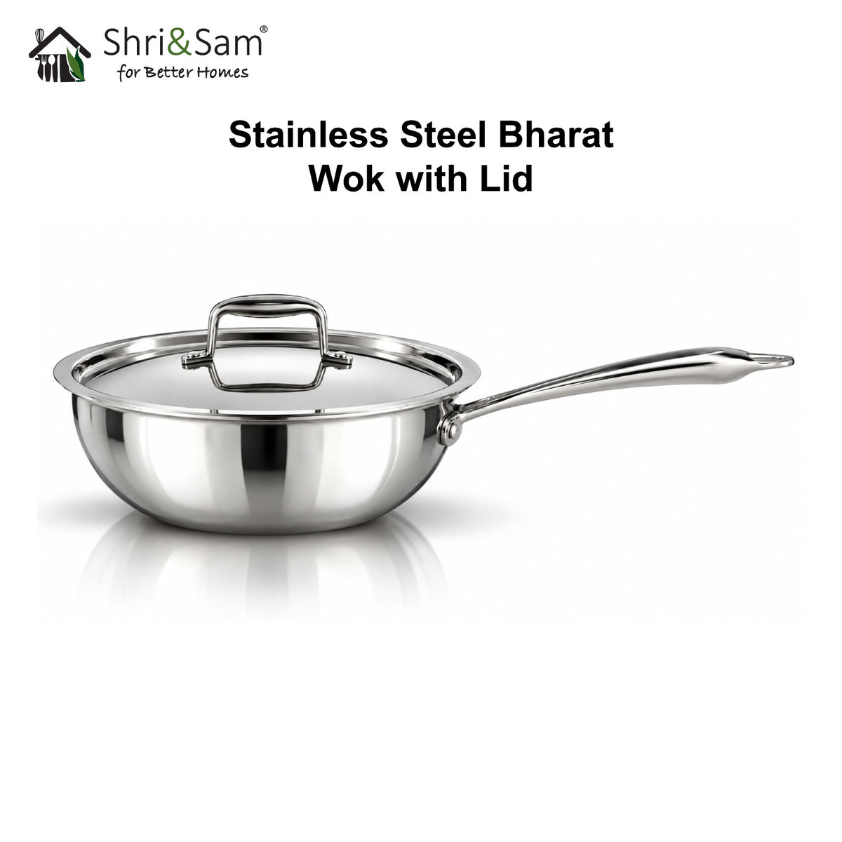 Stainless Steel Bharat Triply WOK with Lid