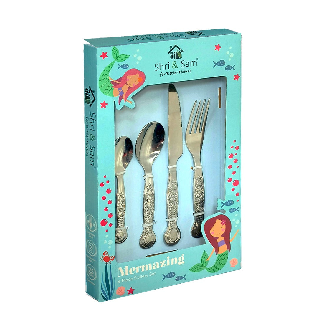 Stainless Steel 4 PCS Kids Cutlery Set Mermaid