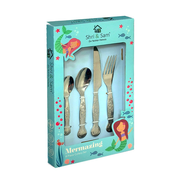 Stainless Steel 4 PCS Kids Cutlery Set Mermaid