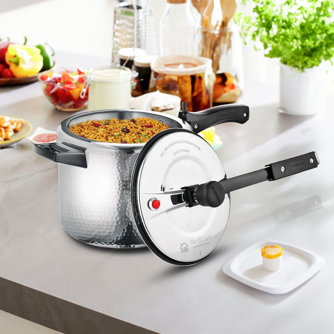 Stainless Steel Triply Bharat Hammered Pressure Cooker