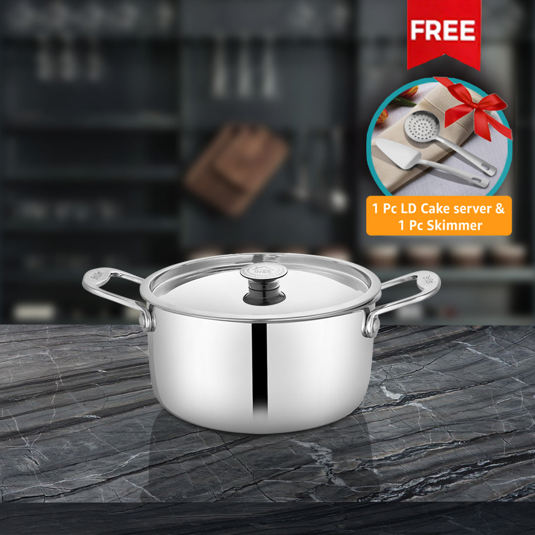 Stainless Steel Heavy Weight Casserole with SS Lid Platinum