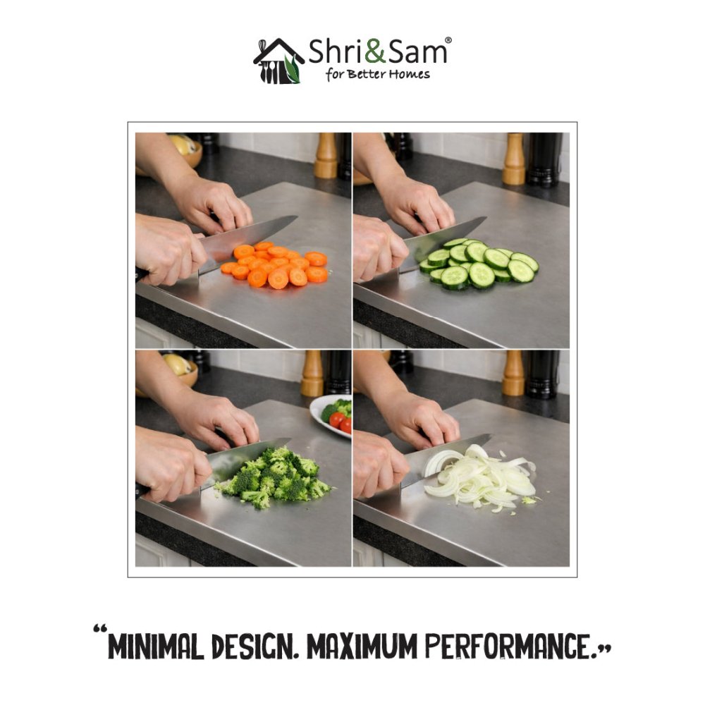 Bent Stainless Steel Chopping Board with Easy - Lift Edge