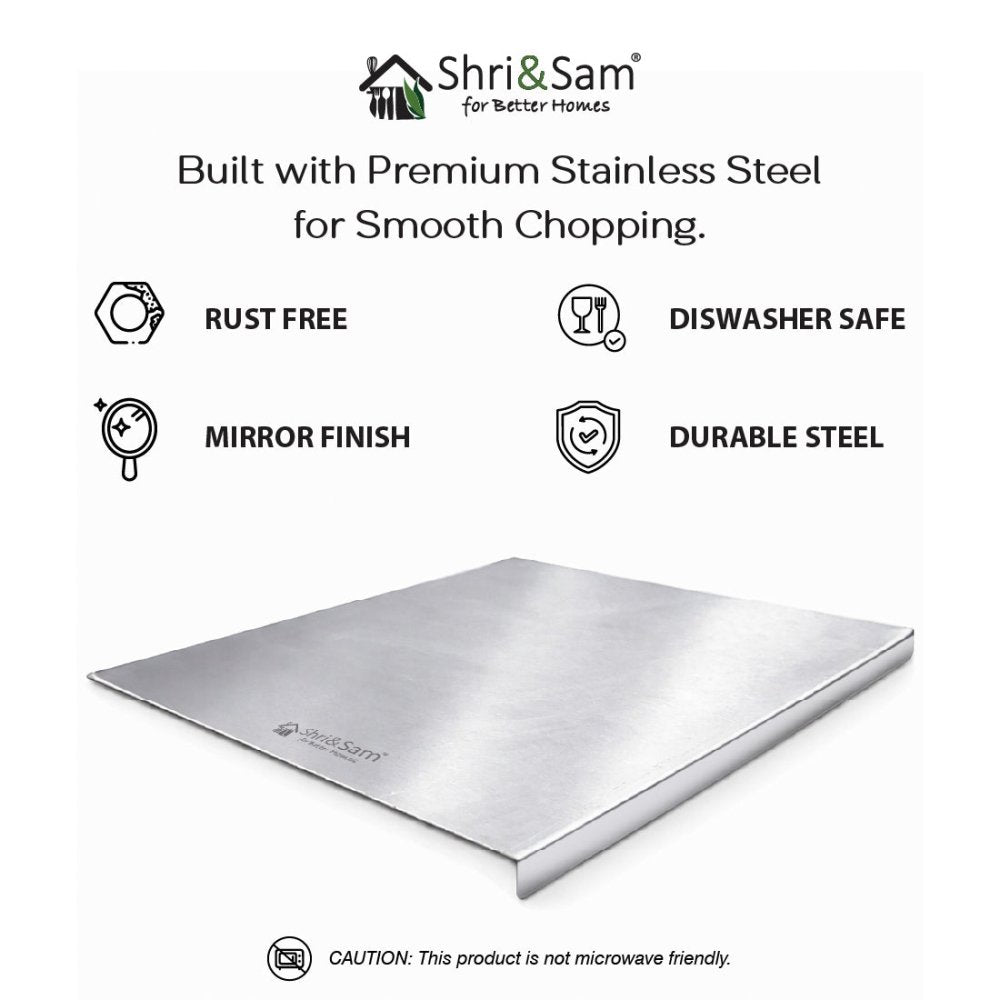 Bent Stainless Steel Chopping Board with Easy - Lift Edge