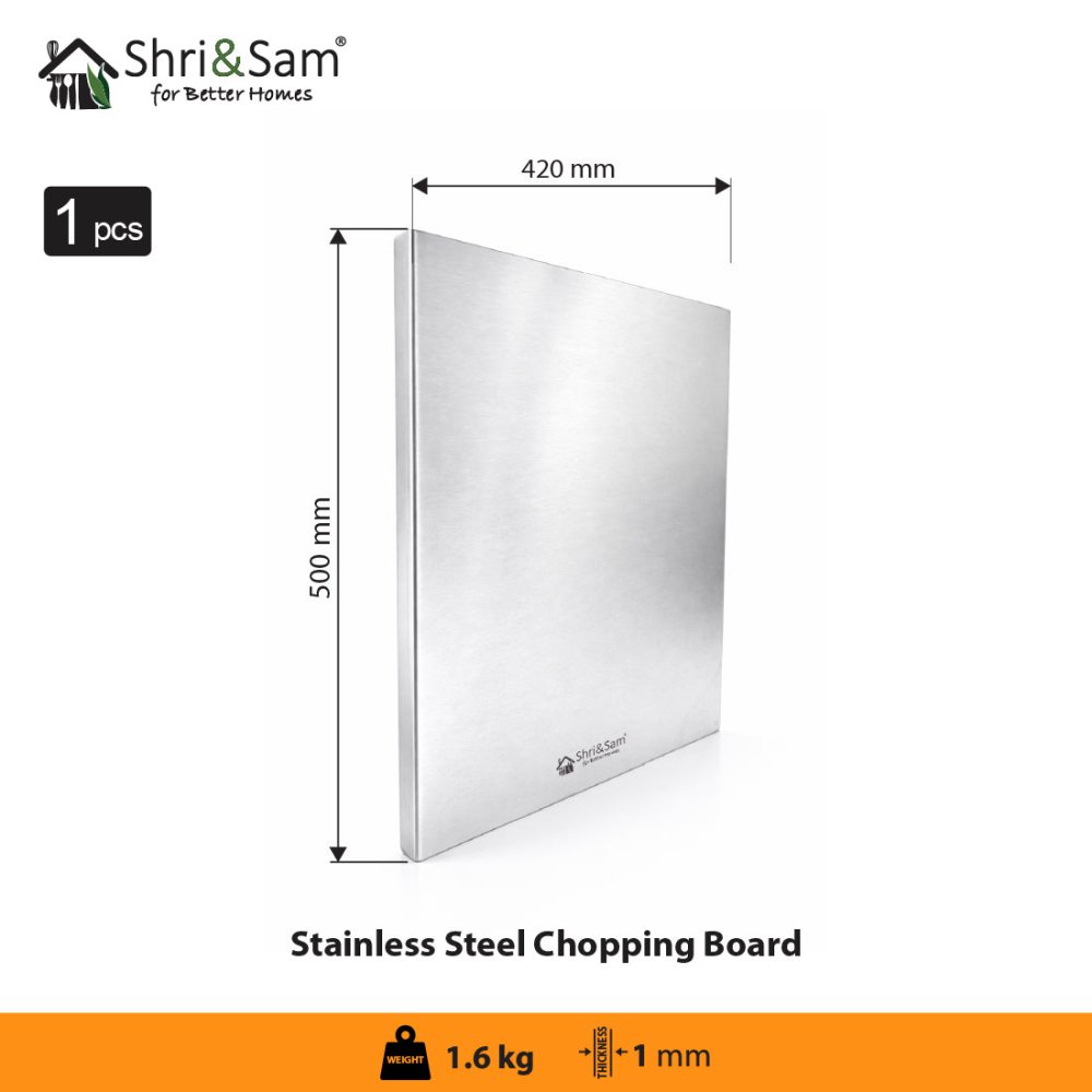 Bent Stainless Steel Chopping Board with Easy - Lift Edge