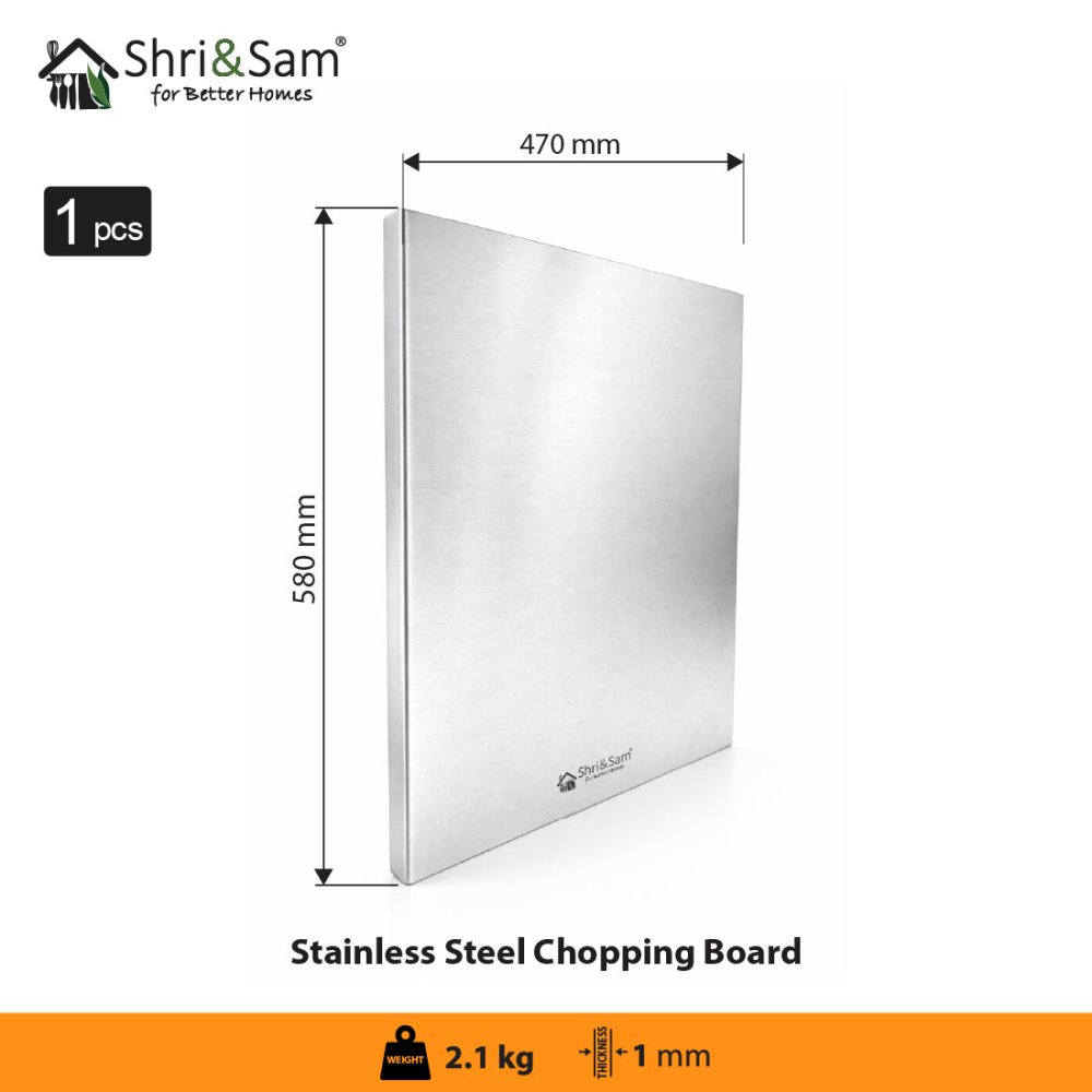 Bent Stainless Steel Chopping Board with Easy - Lift Edge