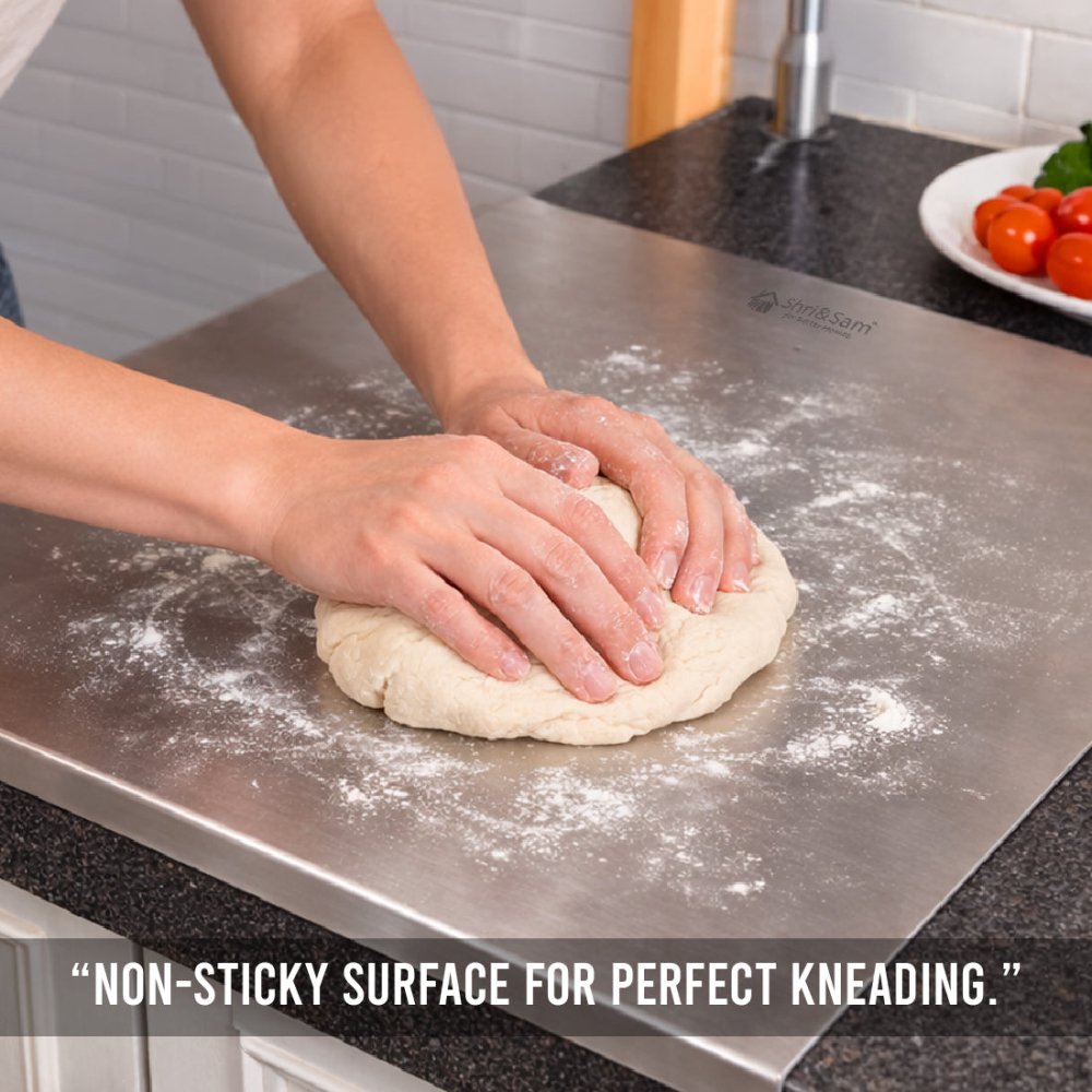 Bent Stainless Steel Chopping Board with Easy - Lift Edge