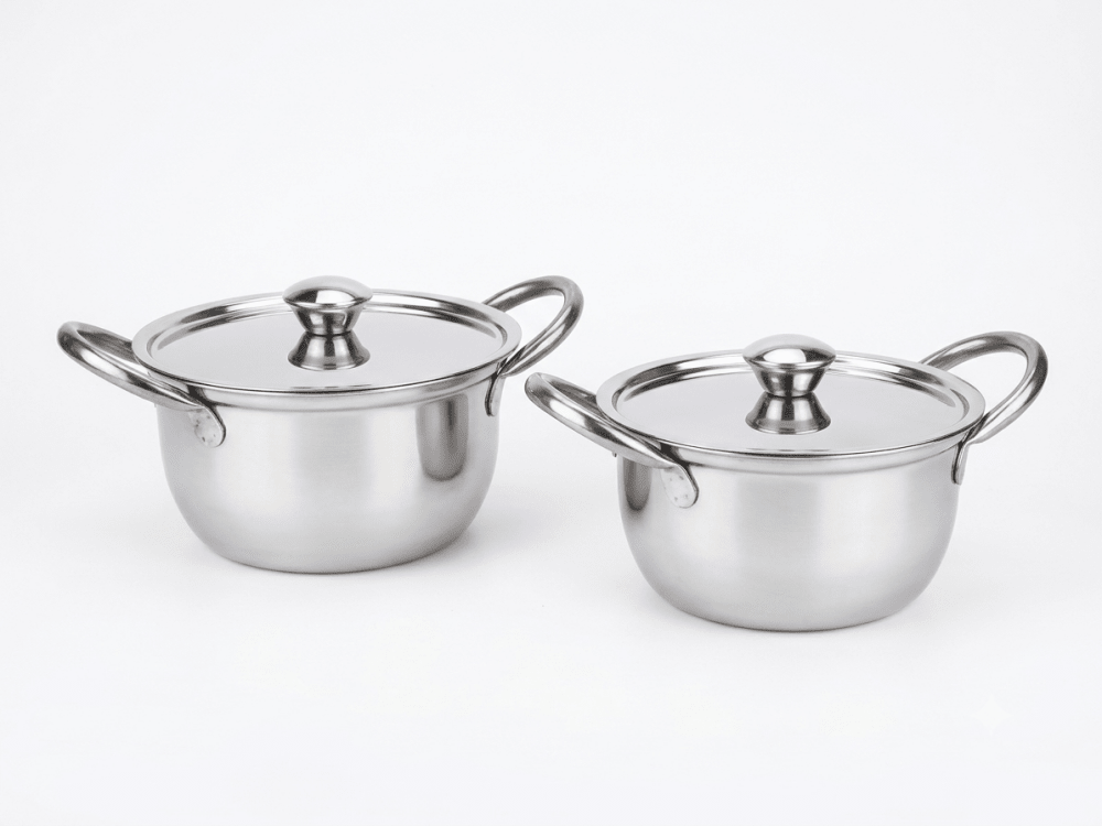Everyday Stainless Steel Serving Elegant Donga Set with Steel Lid | Multipurpose Donga Induction Bottom Cookware Set