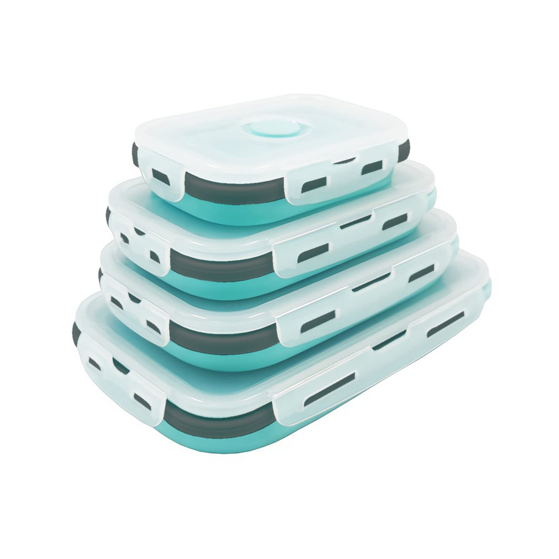 4 PCS Silicon Rectangular Lunch Box with Airtight Lid