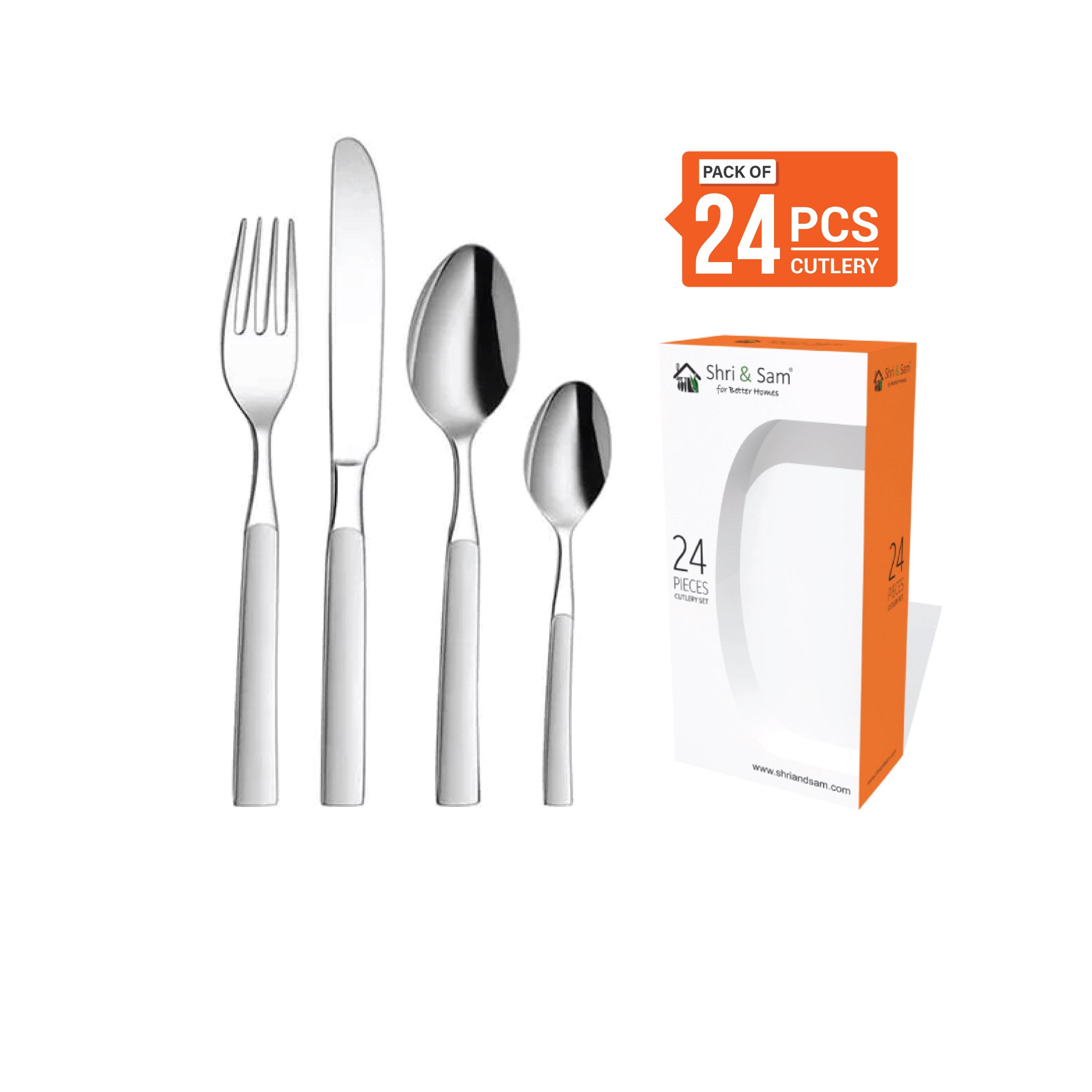 Stainless Steel 24 PCS Cutlery Set (6 Pcs Baby Spoon, 6 Pcs Dessert Spoon, 6 Pcs Dessert Fork and 6 Pcs Dessert Knife) Jewel