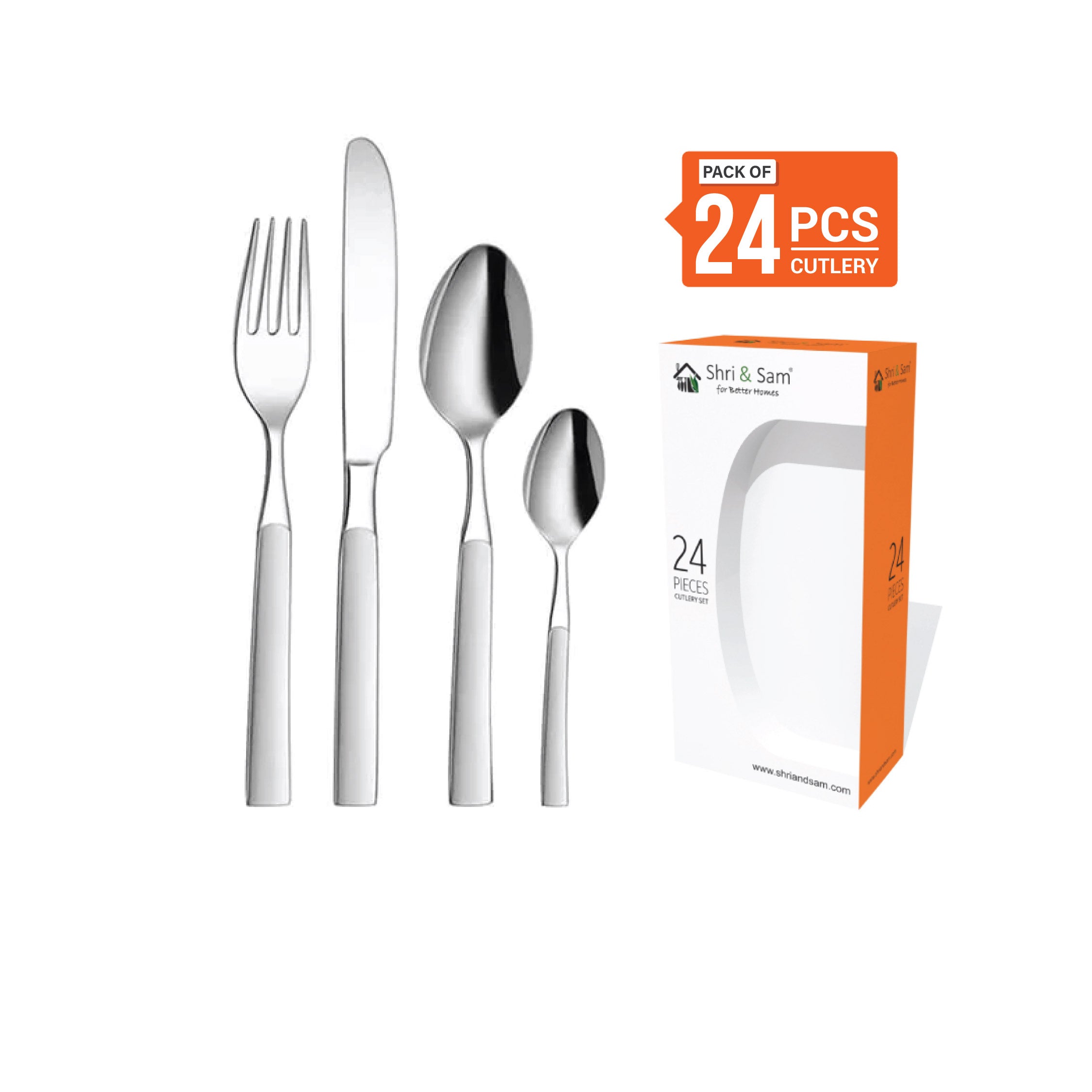 Stainless Steel 24 PCS Cutlery Set (6 Pcs Tea Spoon, 6 Pcs Dessert Spoon, 6 Pcs Dessert Fork and 6 Pcs Dessert Knife) Jewel