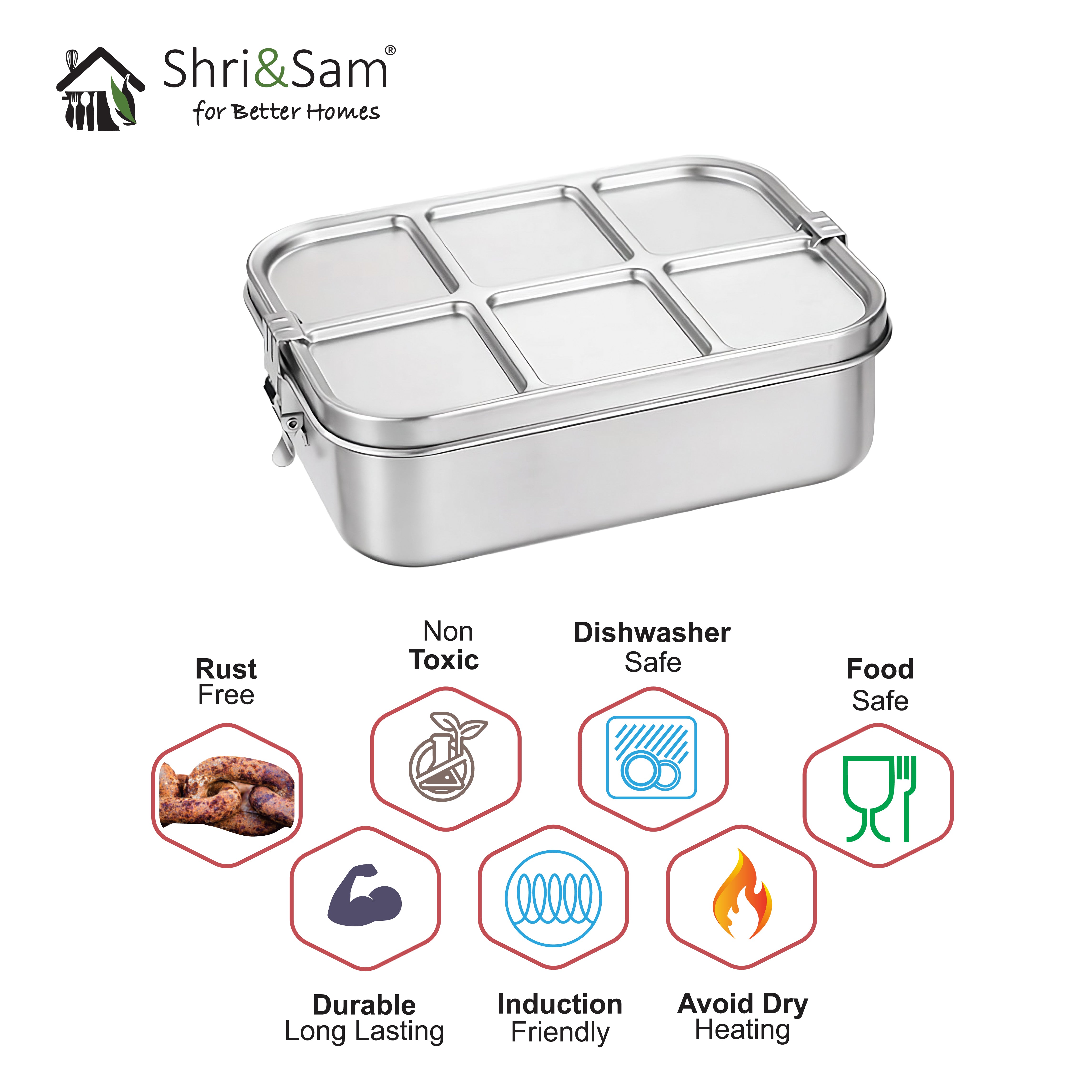 Stainless Steel 304 Lunch Box with Air Tight Lid