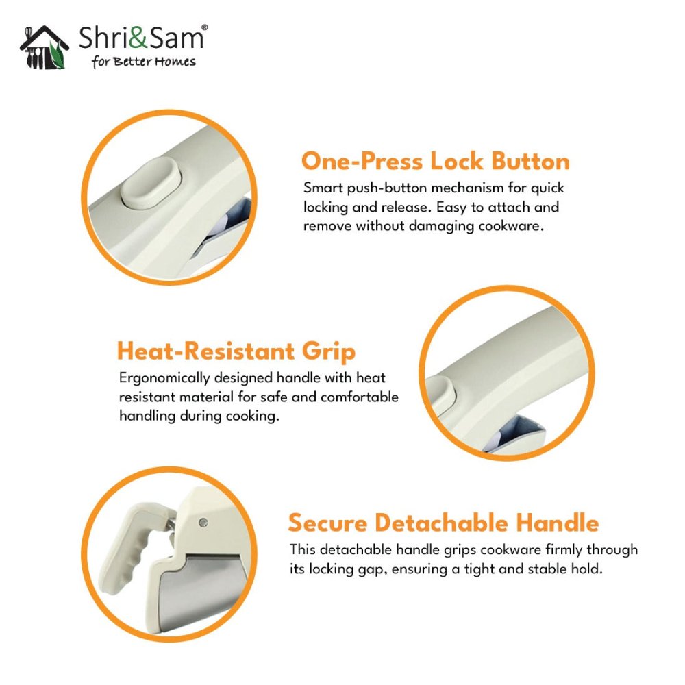 Premium Detachable Handle for Cookware with Heat - Resistant & Secure Locking Grip