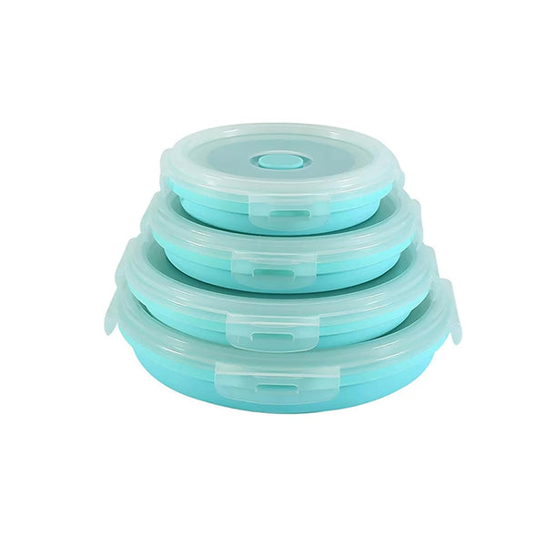 4 PCS Silicon Round Lunch Box with Airtight Lid