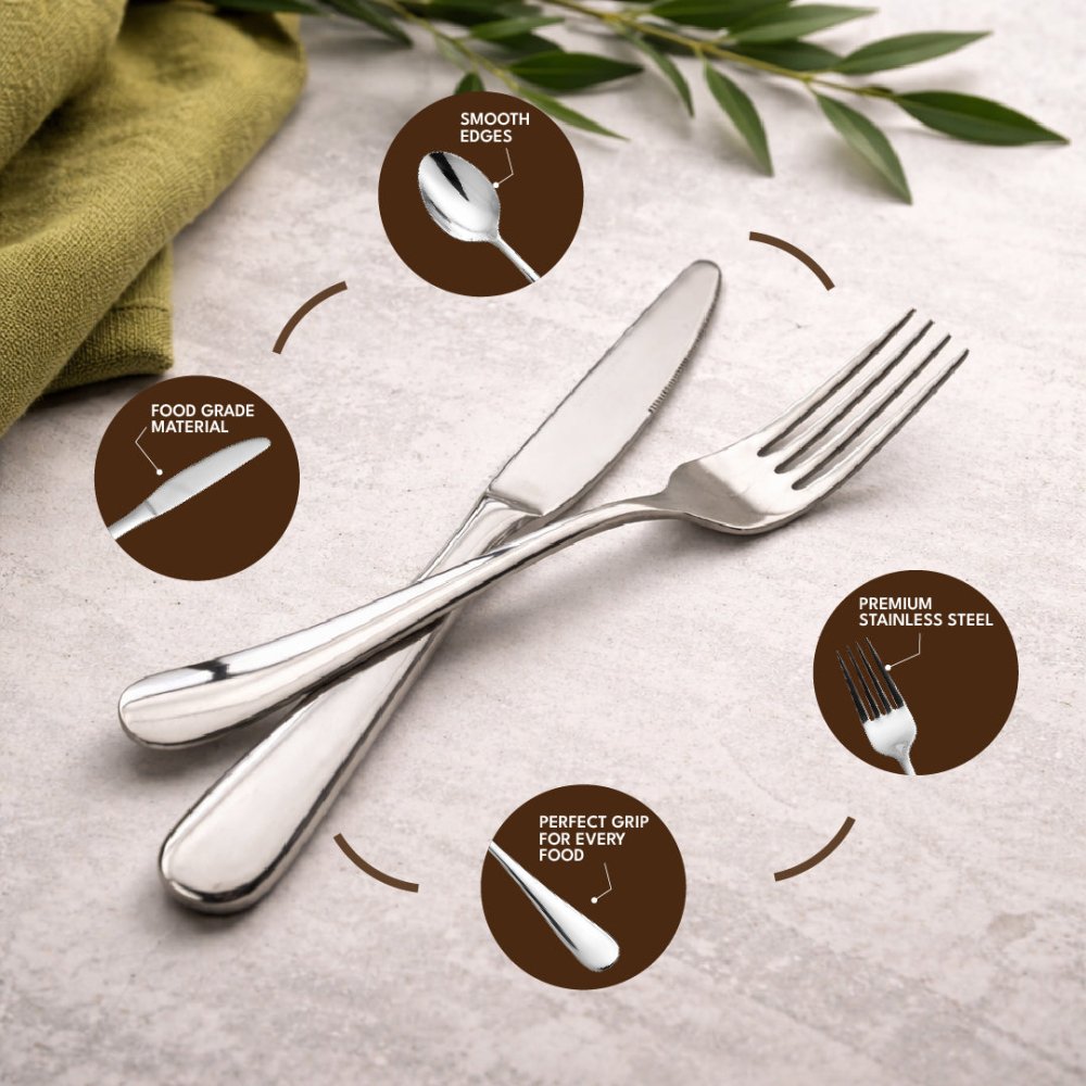Stainless Steel 20 PCS Cutlery Set (4 Pcs Tea Spoon, 4 Pcs Dessert Spoon, 4 Pcs Dessert Fork, 4 Pcs Salad Fork, and 4 Pcs Dessert Knife) Classic