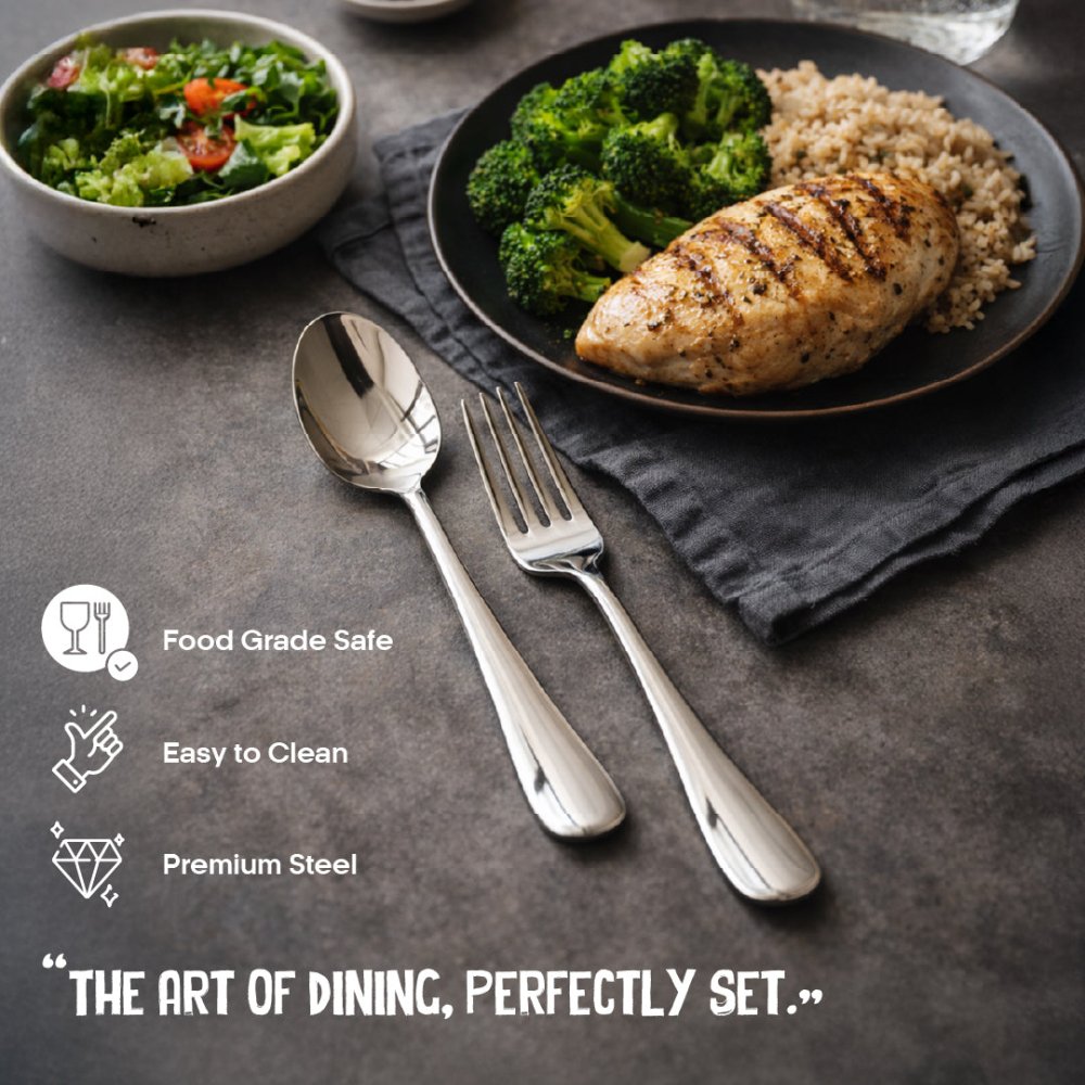 Stainless Steel 20 PCS Cutlery Set (4 Pcs Tea Spoon, 4 Pcs Dessert Spoon, 4 Pcs Dessert Fork, 4 Pcs Salad Fork, and 4 Pcs Dessert Knife) Classic