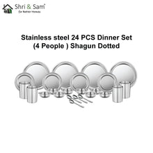Stainless Steel 24 PCS Dinner Set (4 People) Shagun Dotted