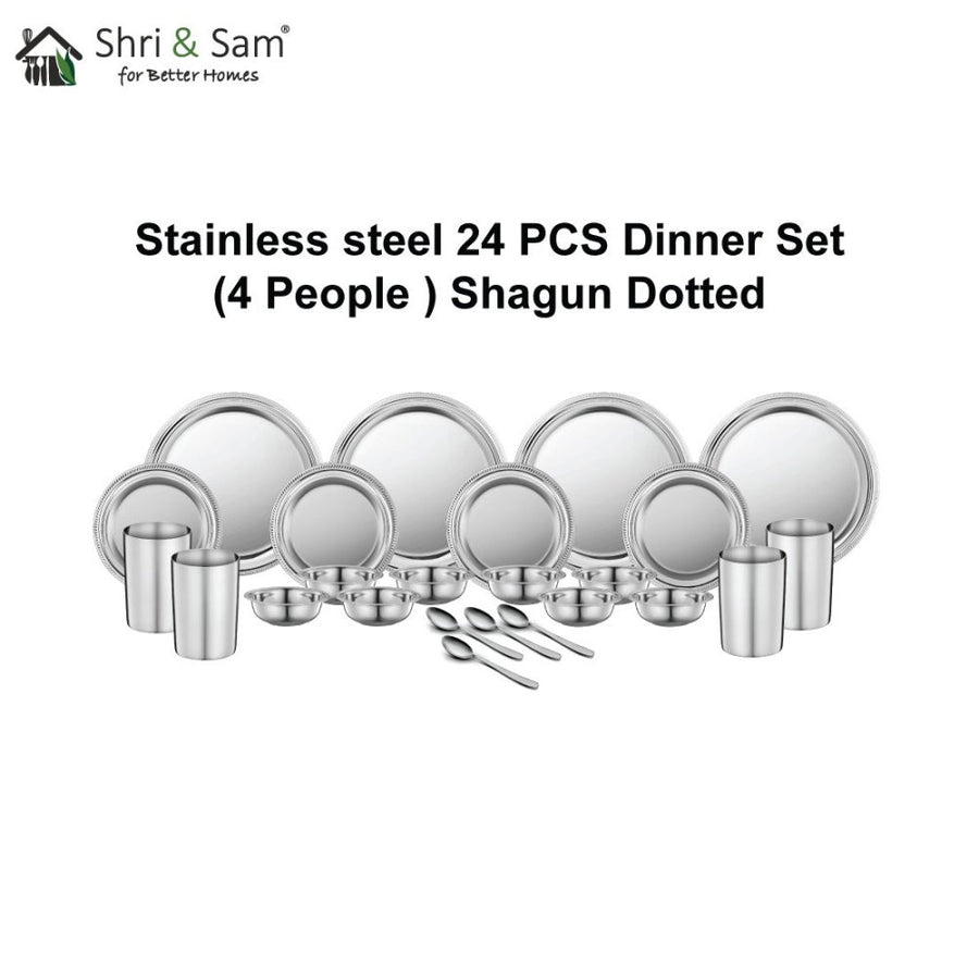 Stainless Steel 24 PCS Dinner Set (4 People) Shagun Dotted
