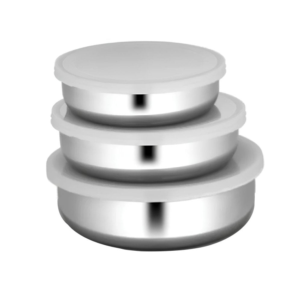 Stainless Steel 3 PCS Bowl with Plastic Lid