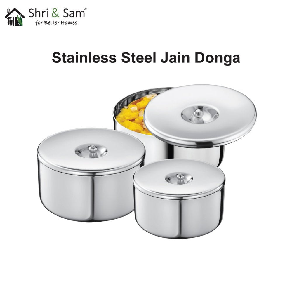 Stainless Steel 3 PCS Donga Set Jain