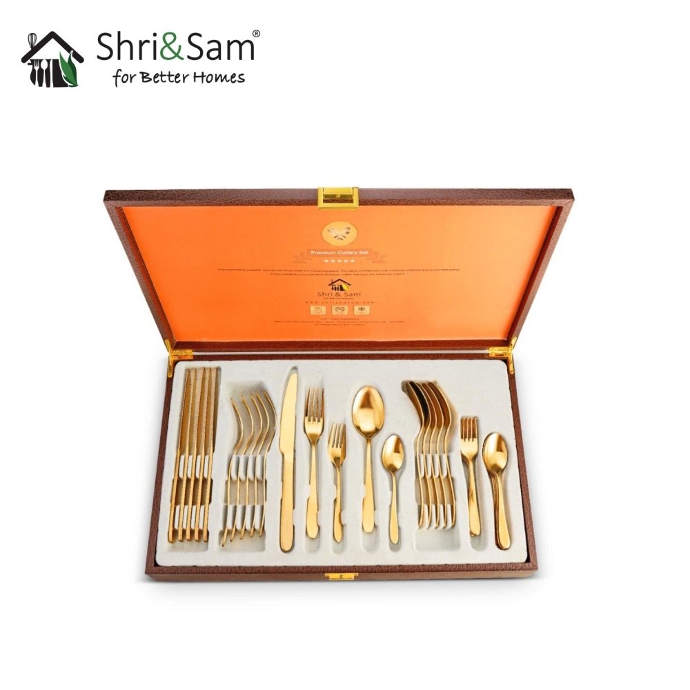 Stainless Steel 30 PCS Cutlery set with Gold PVD Coating Gracy