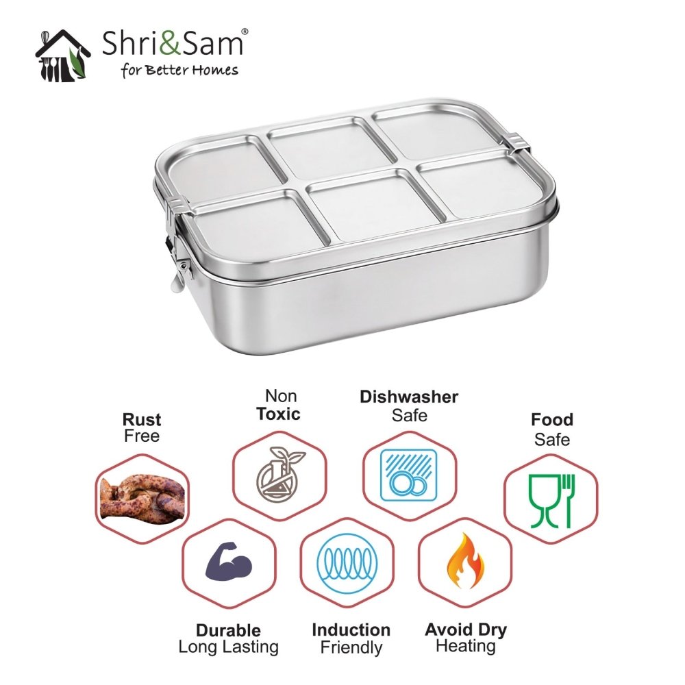 Stainless Steel 304 Lunch Box with Leak Proof 3 Compartments