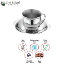 Stainless Steel 4 PCS Double Wall Cup and Saucer Daisy
