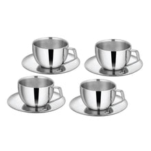 Stainless Steel 4 PCS Double Wall Cup and Saucer Espresso