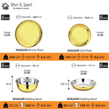 Stainless Steel 50 PCS Dinner Set with Gold PVD Coating (6 People) Shagun