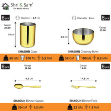 Stainless Steel 50 PCS Dinner Set with Gold PVD Coating (6 People) Shagun