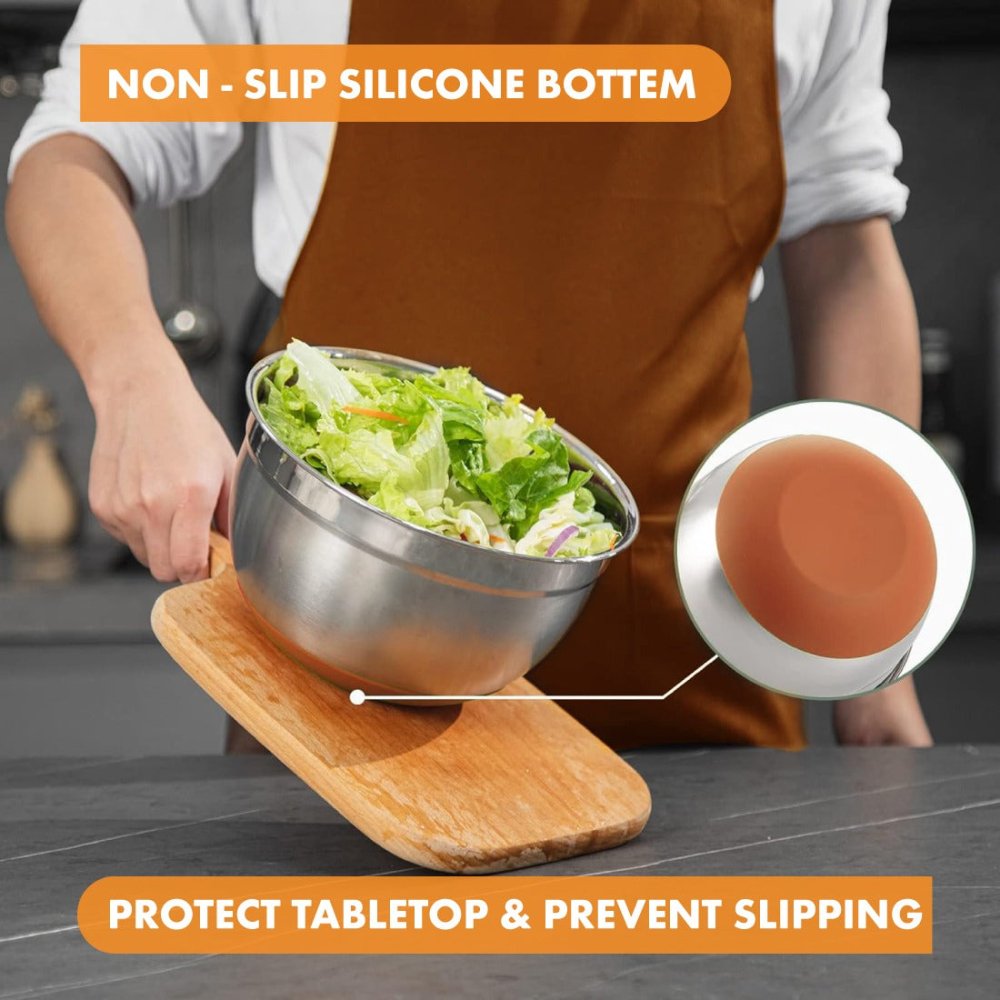 Stainless Steel Anti - Skid Mixing Bowl – Set of 3
