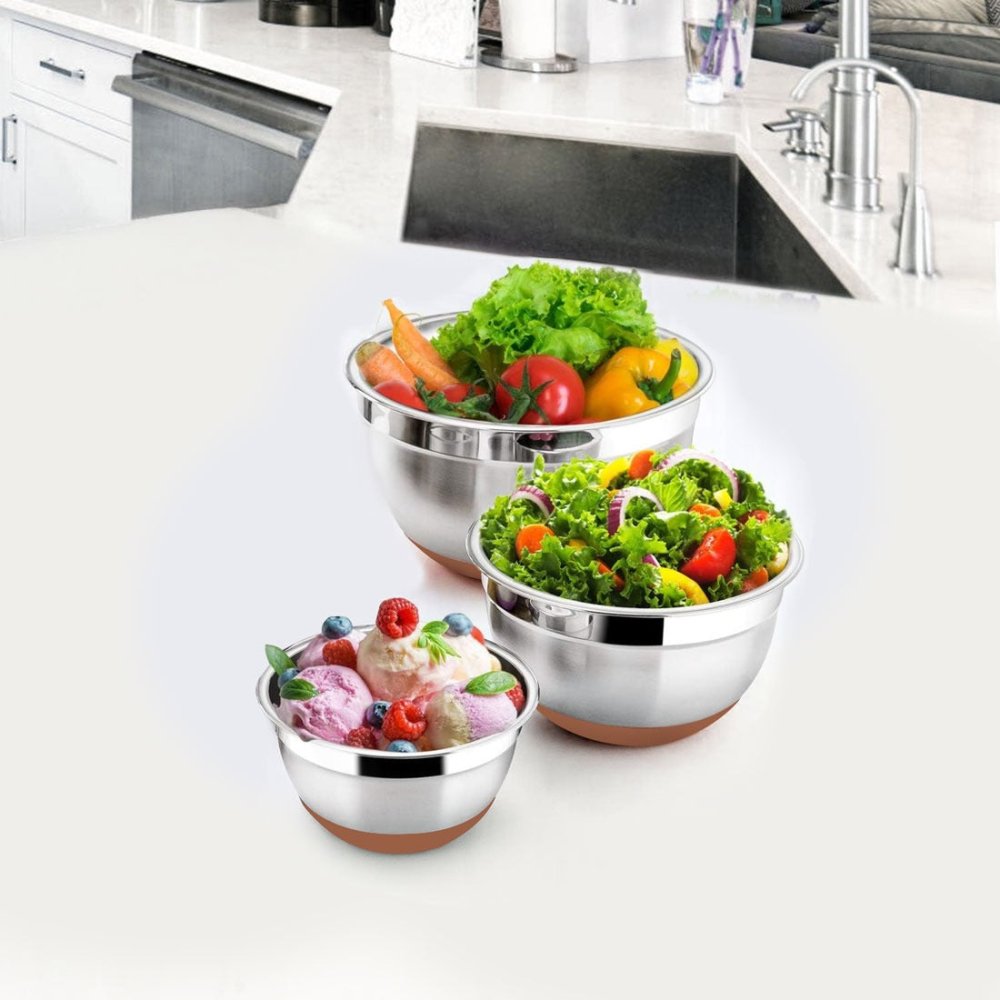 Stainless Steel Anti - Skid Mixing Bowl – Set of 3