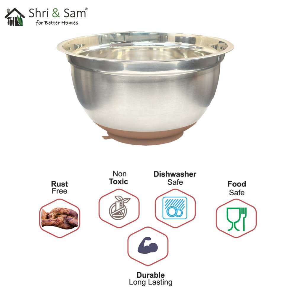 Stainless Steel Anti - Skid Mixing Bowl with suction
