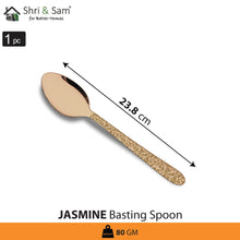 Stainless Steel Basting Spoon Solid with Rose Gold PVD Coating and Laser Jasmine