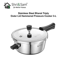 Stainless Steel Bharat Hammered Triply Outer Lid Pressure Cooker