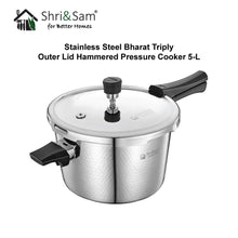 Stainless Steel Bharat Hammered Triply Outer Lid Pressure Cooker