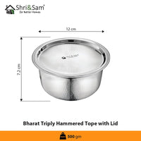 Stainless Steel Bharat Hammered Triply Tope with Lid
