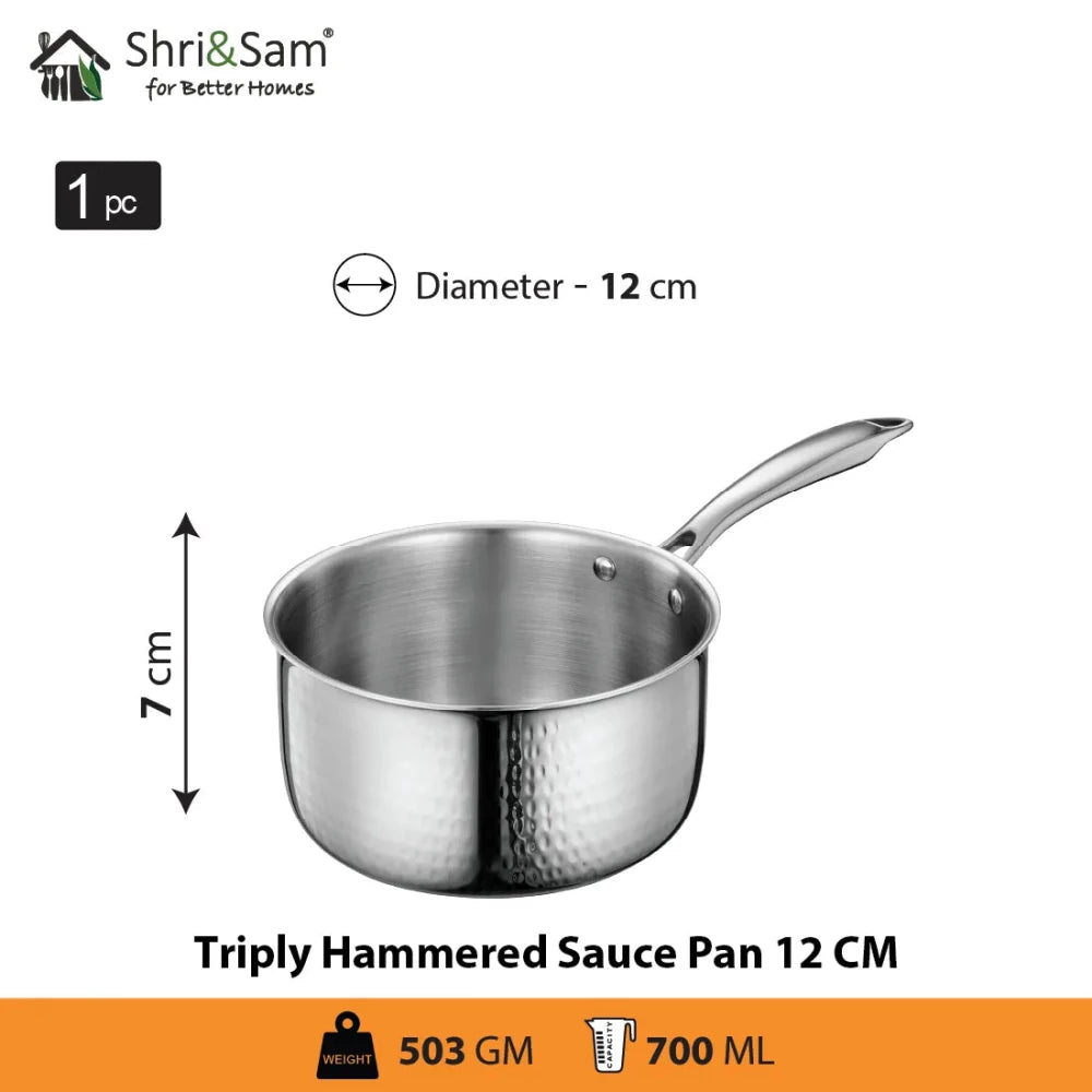 Stainless Steel Bharat Triply Hammered Sauce Pan
